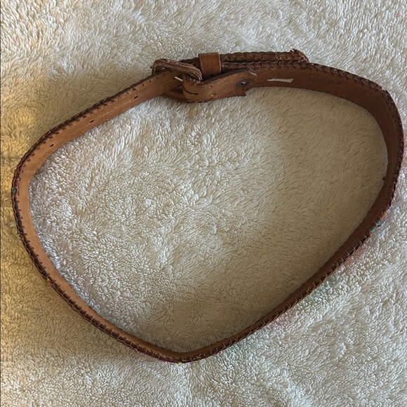 Southwestern style brown Leather Belt - Picture 3 of 5